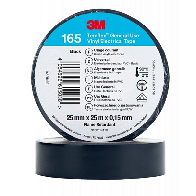 3M Temflex 165 Elektroizolačná páska, 25 mm x 25 m, čierna