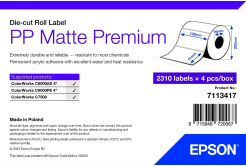 Epson 7113417 PP Matte, pre ColorWorks, 102x51mm, 2310ks, polypropylén, biele samolepiace etikety