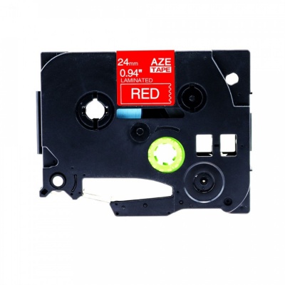 Kompatibilná páska s Brother TZ-455 / TZe-455, 24mm x 8m, biela tlač / červený podklad
