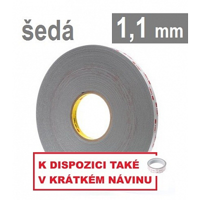 3M VHB™ 4941-P, hr. 1,1 mm; svetlosivá obojstranne veľmi silne lepiaca akrylová páska 25 mm x 33 m