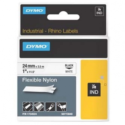 Dymo Rhino 1734524, S0773840, 24mm x 3,5m, čierna tlač/biely podklad, originálná páska