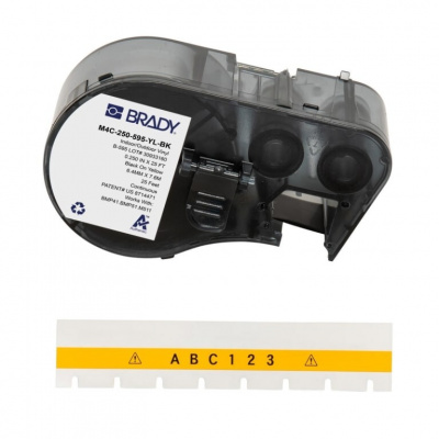 Brady M4C-250-595-YL-BK / 170950, 6.35 mm x 7.62 m, Vinyl, čierna tlač / žltý podklad