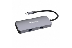 Verbatim 32150 USB C (3.2) hub 5-port, dĺžka kábla 15cm, 1x USB C, 2x USB A, 1x HDMI, šedý