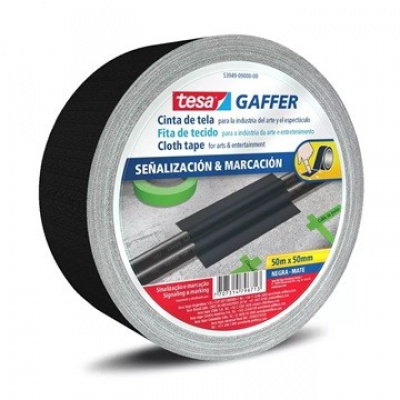 Tesa 53949 Matt Gaffer Tape, čierna matná textilná páska, 50 mm x 50m