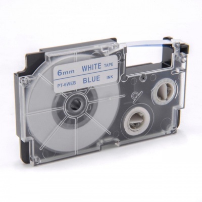 Kompatibilná páska s Casio XR-6WEB 6mm x 8m modrá tlač / biely podklad