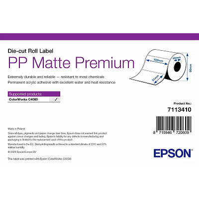 Epson 7113416 PP Matte Label Premium, pre ColorWorks, 203 x 152 mm, 1000 bielych samolepiacich etikiet