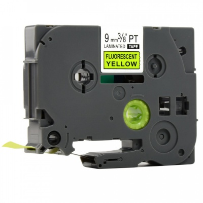 Kompatibilná páska s Brother TZ-C21/TZe-C21, signálne 9mm x 8m, čierna tlač/žltý podklad
