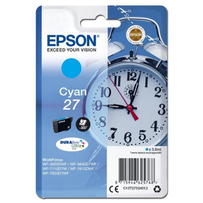 Epson T27024012, 27 azúrová (cyan) originálna cartidge