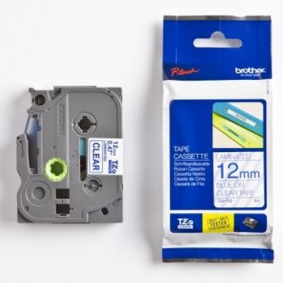 Brother TZ-133 / TZe-133, 12mm x 8m, modrá tlač / priehľadný podklad, originálna páska