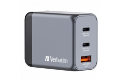 Verbatim GaN 32201, cestovná nabíjačka do siete, USB 3.0, USB C, sivá, 65 W, vymeniteľné vidlice C,G,A