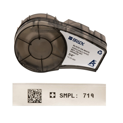 Brady M21-750-403 / 149608, 19.05 mm x 6.40 m, Paper, čierna tlač / biely podklad