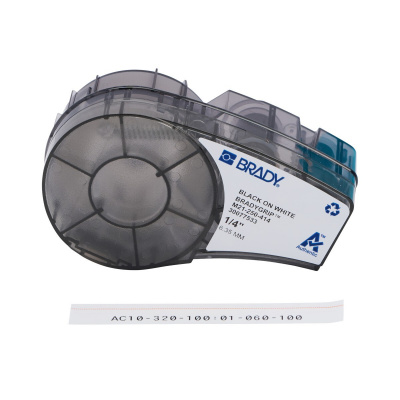 Brady M21-250-414 / 151514, 6.35 mm x 3.048 m, Polyester, čierna tlač / biely podklad