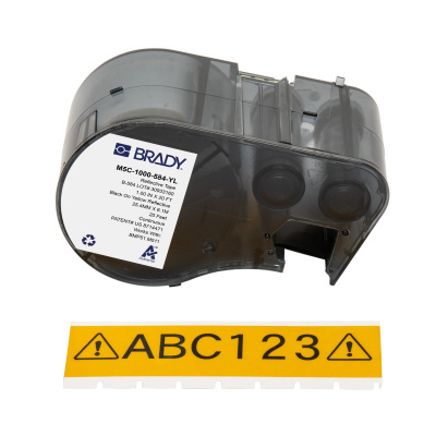 Brady M5C-1000-584-YL / 170936, 25.40 mm x 6.10 m, Plastic, čierna tlač / žltý podklad
