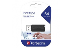 Verbatim 49065 Store N Go PinStripe, USB flash disk, USB A 2.0, 64GB, s výsuvným konektorom, čierny