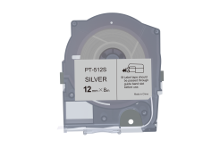 Max LM-512S, 12mm x 8m, stříbrná kompatibilní páska