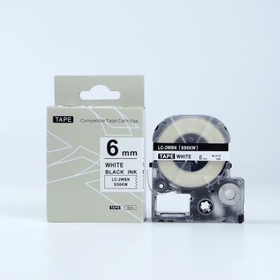 Epson LK-SS6KW, 6mm x 9m, černý tisk / bílý podklad, kompatibilní páska