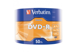 Verbatim DVD-R, Matt Silver, 43791, 4.7GB, 16x, wrap, 50-pack, bez možnosti potisku, 12cm, pro archivaci dat