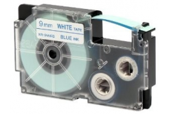 Casio XR-9WEB1, 9mm x 8m, modrá tlač/biely podklad, originálna páska