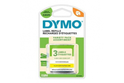 Dymo 91241, S0721800, 12mm x 4m, čierna tlač/biely, žltý, strieborný podklad, 3ks, originálna páska