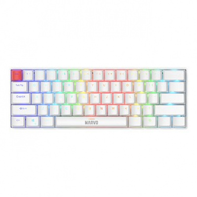 Marvo SABER 61, klávesnica US, herná, káblová (USB), biela, mechanická, podsvietenie