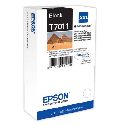 Epson originálna cartridge C13T70114010, XXL, black, 3400 str., Epson WorkForce Pro WP4000, 4500 series