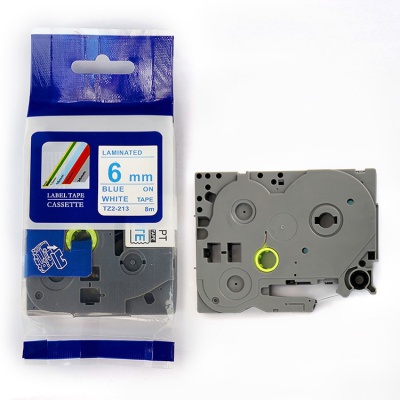 Kompatibilná páska s Brother TZ-213 / TZe-213, 6mm x 8m, modrá tlač / biely podklad
