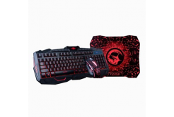 Marvo KM400 KM400+G1 CZ/SK, sada klávesnice s herní myší a podložkou, CZ/SK, herní, membránová typ drátová (USB), černá, podsvícená