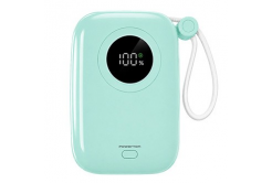 Powerton ENERGY PASTEL EDITION Powerbanka 10000mAh, 2x USB-C, 22.5W, integrované káble, mätová