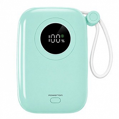Powerton ENERGY PASTEL EDITION Powerbanka 10000mAh, 2x USB-C, 22.5W, integrované káble, mätová