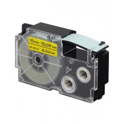 Casio XR-18YW1, 18mm x 8m, čierna tlač/žltý podklad, originálna páska