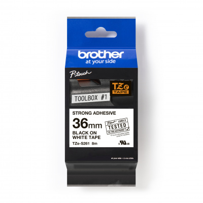 Brother TZ-S261 / TZe-S261 Pro Tape, 36mm x 8m, čierna tlač/biely podklad, originálna páska
