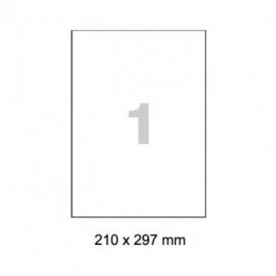 Samolepiace etikety R0501.1123,laser, lesklé, polyester, 210 x 297 mm, 1 etiketa, A4, 100 listov