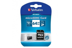 Verbatim 44084 Micro Secure Digital Card Premium, pamäťová karta, micro SDXC, 64GB, UHS-I U1 (Class 10), s adaptérom