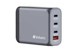 Verbatim GaN 32202, cestovná nabíjačka do siete, USB 3.0, USB C, sivá, 100 W, vymeniteľné vidlice C,G,A