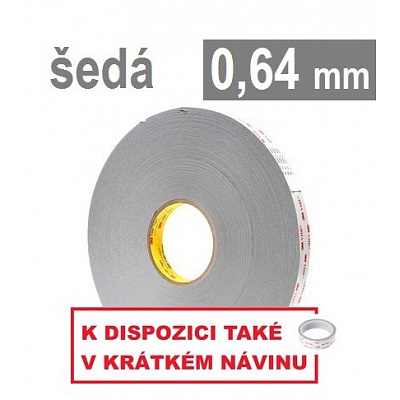 3M VHB™ 4936-P, hr. 0,64 mm; svetlosivá obojstranne veľmi silne lepiaca akrylová páska 12 mm x 3 m