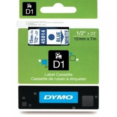 Dymo D1 45014, S0720540, 12mm x 7m modrá tlač / biely podklad, originálna páska
