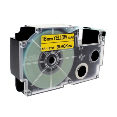 Kompatibilná páska s Casio XR-18YW1, 18mm x 8m, čierna tlač/žltý podklad