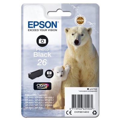 Epson 26 T2611 foto čierna (photo black) originálna cartridge