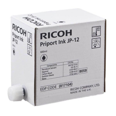 Ricoh originálna cartridge JP 12, black, 600ml, 817104, Ricoh DX3240, 3440, JP1210, 1215, 1250, 1255, 3000