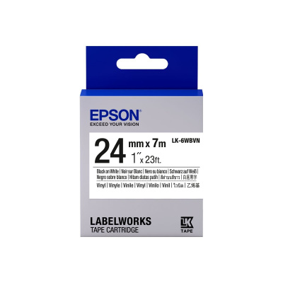 Epson LabelWorks LK-6WBVN C53S656020 24mm x 7m, čierna tlač / biely podklad, vinylová, originálna páska