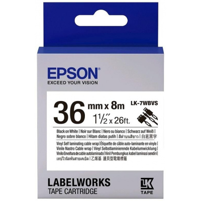 Epson LabelWorks LK-7WBVS C53S657014 36mm x 8m, čierna tlač / biely podklad, samolaminovacia, originálna páska