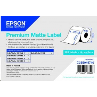 Epson C33S045740 Premium Matte, pro ColorWorks, 105x210mm, 282ks, bílé samolepicí etikety
