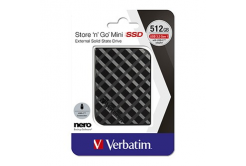 Verbatim 53236 Store N Go Mini, SSD externý disk, 512GB, USB-A/Micro-B, konektor USB-A na USB-C, čierny
