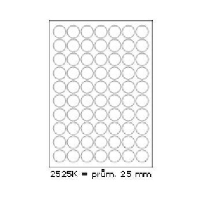 Samolepiace etikety 25 x 25 mm, 70 etikiet, A4, 100 listov