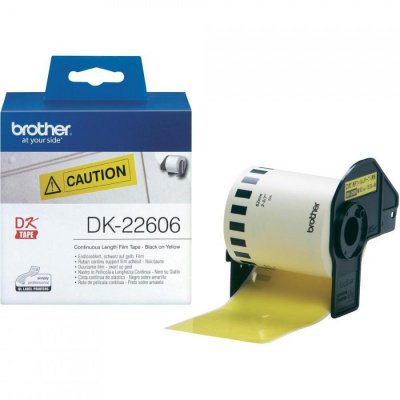 Brother DK-22606, 62mm x 15,24m, žltá, potiahnutá fóliou, originálna kontinuálna rolka