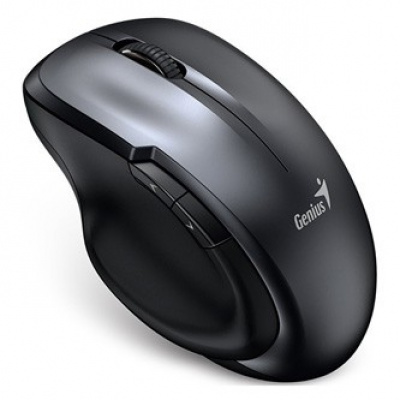 Genius Myš Ergo 8200S 31030029401, 1200DPI, 2.4 [GHz], optická, 5tl., bezdrátová, kovově šedá, 1 ks AA, BlueEye senzor