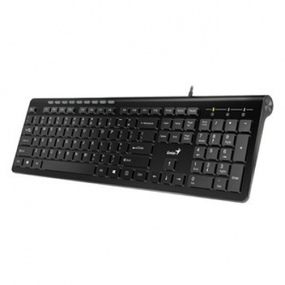 Genius Slimstar 230 31310010400, klávesnice US, multimediální, slim typ drátová (USB), černá
