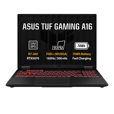 ASUS TUF Gaming A16/FA608UP-RV096W/R7-260/16"/WUXGA/16GB/1TB/RTX 5070/W11H/Gray/2R