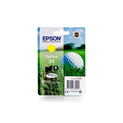 Epson originální ink C13T34644020, T346440, yellow, s ochranou, 4.2ml, Epson WF-3720DWF, 3725DWF