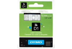 Dymo D1 45020, S0720600, 12mm x 7m biela tlač / priehľadný podklad, originálna páska
